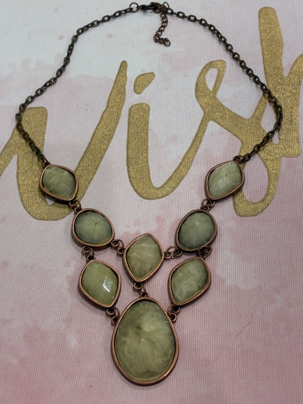 Green Stone Statement Necklace - Women Jewelry